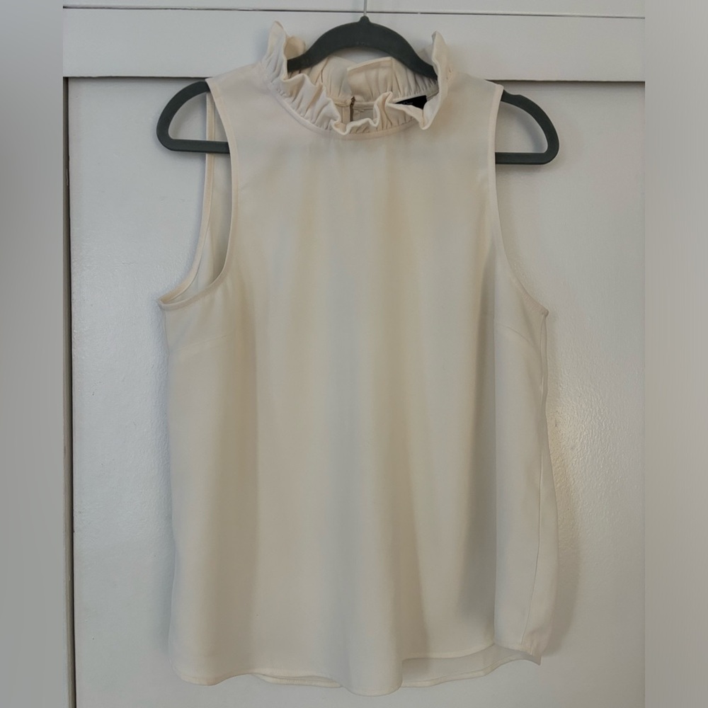 JCrew Cream Blouse with Ruffle Neck